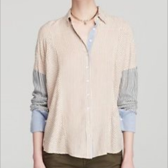 Free People Tops - *SOLD* Free People Medium Stripe Button Down Shirt